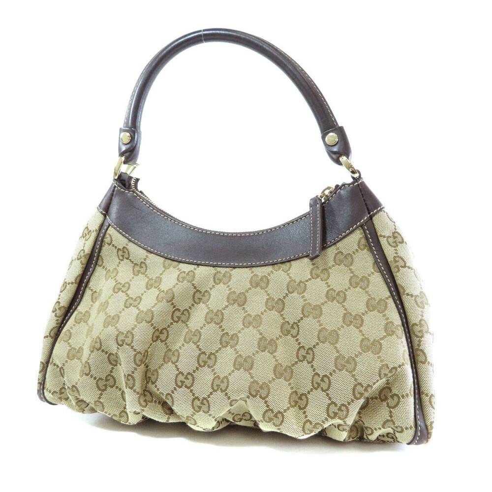 Gucci Canvas GG Shoulder Leather Bag Black